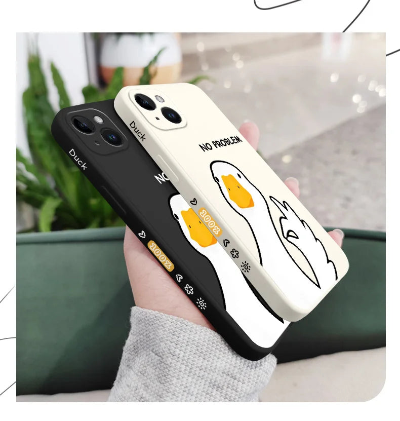 Hello Duck Phone Case For iPhone 16 15 14 13 12 11 X XR XS Plus Pro Max Mini Silicone Cover