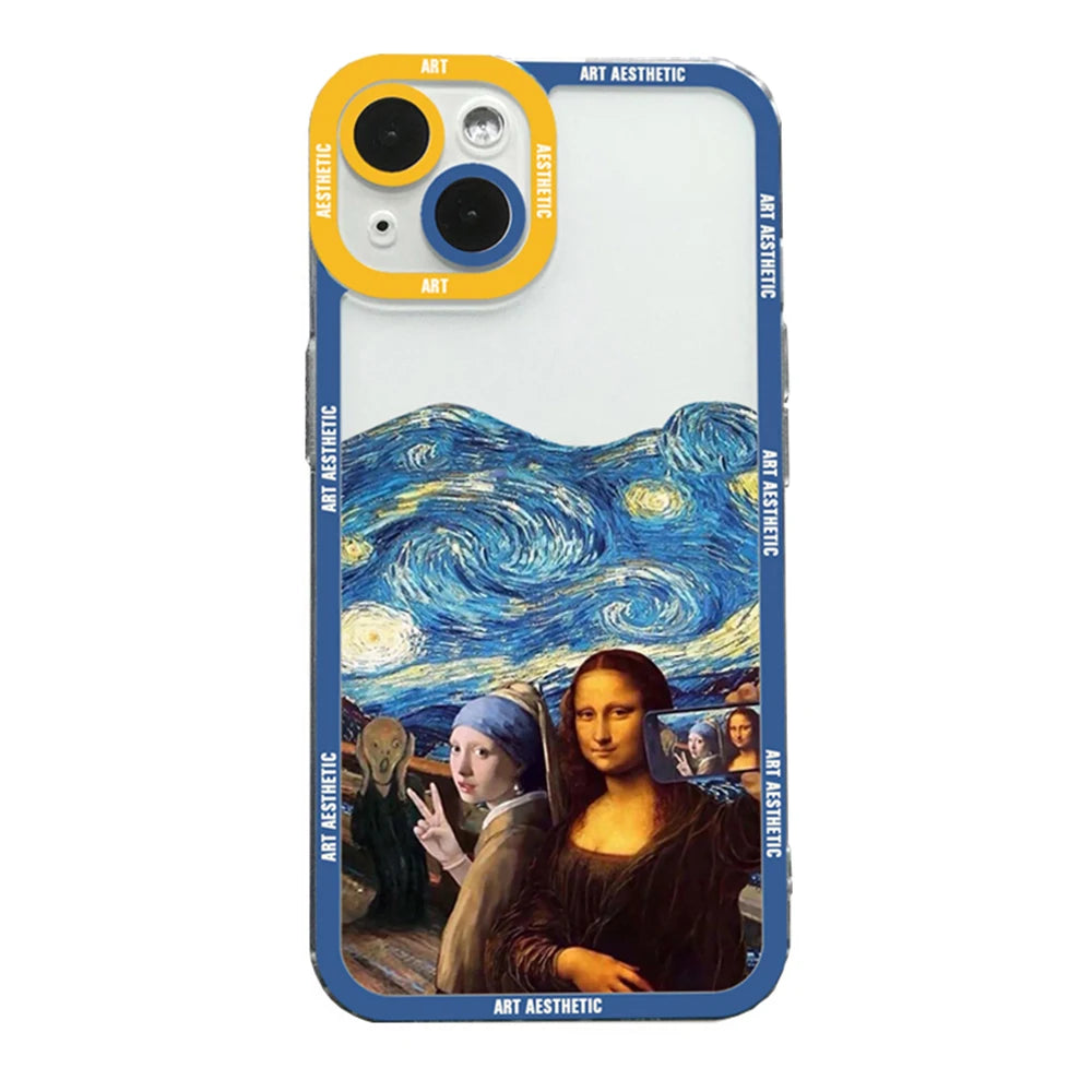 Great Art Aesthetic David Mona Lisa Clear Phone Case For iPhone 16 15 14 13 12 11 Pro Max Mini XS X XR SE2 7 8 Plus Soft Cover