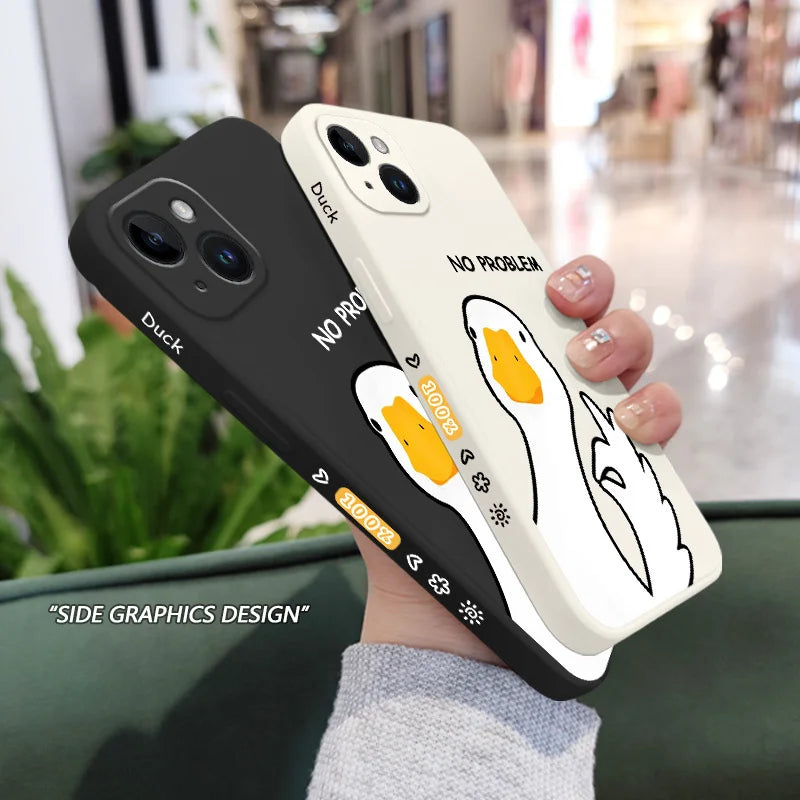 Hello Duck Phone Case For iPhone 16 15 14 13 12 11 X XR XS Plus Pro Max Mini Silicone Cover