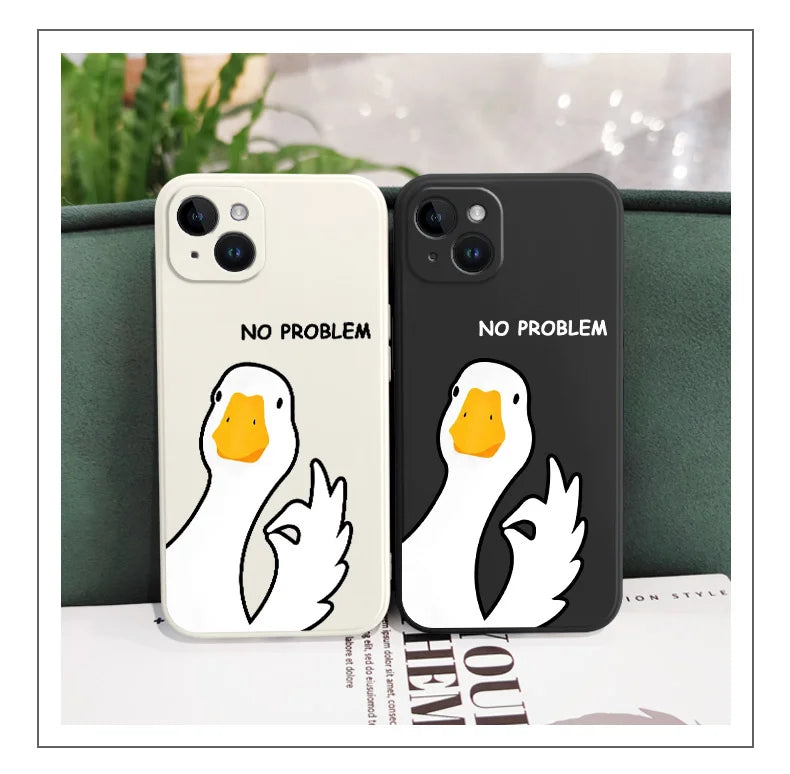 Hello Duck Phone Case For iPhone 16 15 14 13 12 11 X XR XS Plus Pro Max Mini Silicone Cover