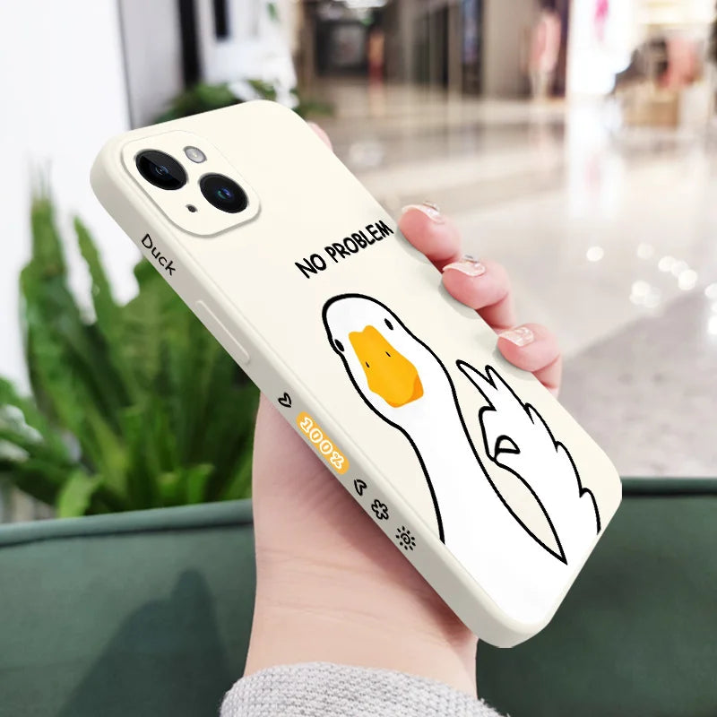 Hello Duck Phone Case For iPhone 16 15 14 13 12 11 X XR XS Plus Pro Max Mini Silicone Cover