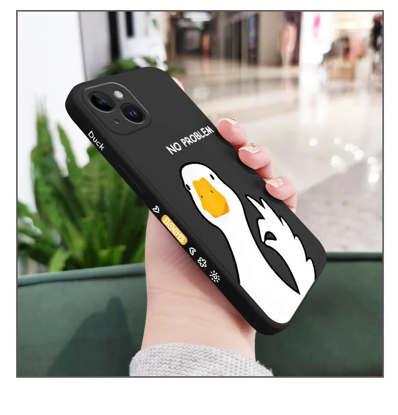 Hello Duck Phone Case For iPhone 16 15 14 13 12 11 X XR XS Plus Pro Max Mini Silicone Cover