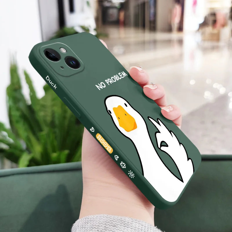 Hello Duck Phone Case For iPhone 16 15 14 13 12 11 X XR XS Plus Pro Max Mini Silicone Cover