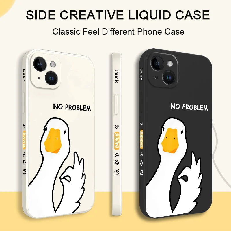 Hello Duck Phone Case For iPhone 16 15 14 13 12 11 X XR XS Plus Pro Max Mini Silicone Cover