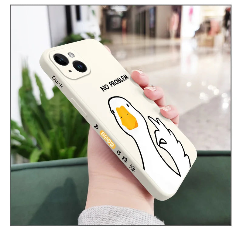 Hello Duck Phone Case For iPhone 16 15 14 13 12 11 X XR XS Plus Pro Max Mini Silicone Cover