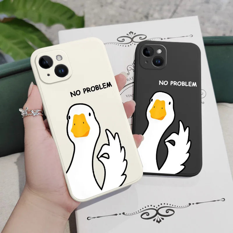 Hello Duck Phone Case For iPhone 16 15 14 13 12 11 X XR XS Plus Pro Max Mini Silicone Cover