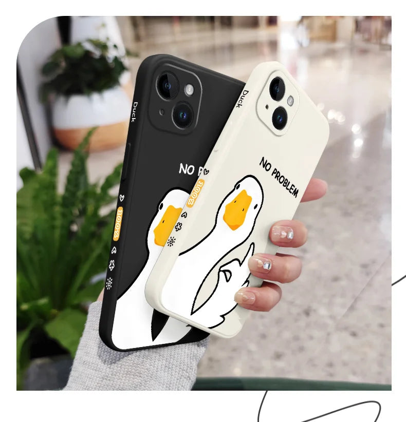 Hello Duck Phone Case For iPhone 16 15 14 13 12 11 X XR XS Plus Pro Max Mini Silicone Cover