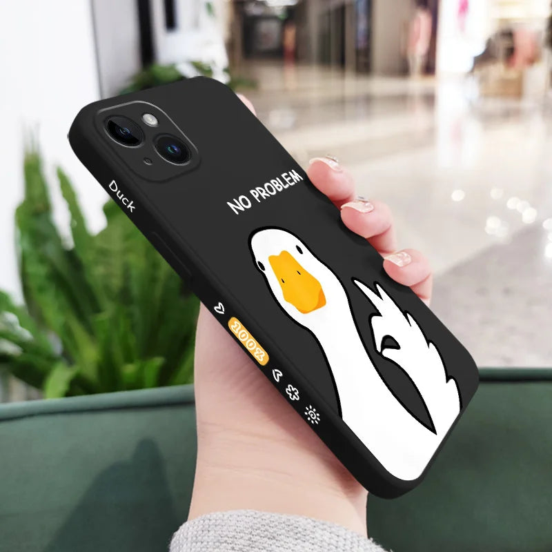 Hello Duck Phone Case For iPhone 16 15 14 13 12 11 X XR XS Plus Pro Max Mini Silicone Cover