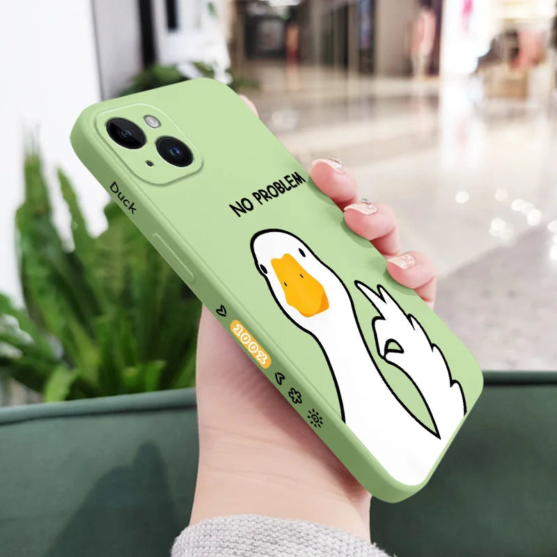 Hello Duck Phone Case For iPhone 16 15 14 13 12 11 X XR XS Plus Pro Max Mini Silicone Cover