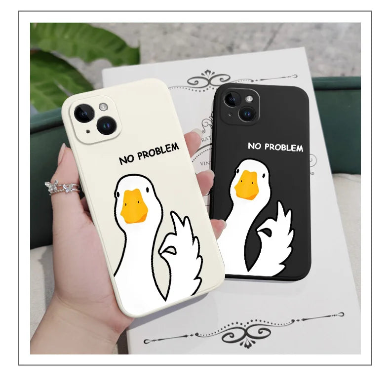 Hello Duck Phone Case For iPhone 16 15 14 13 12 11 X XR XS Plus Pro Max Mini Silicone Cover