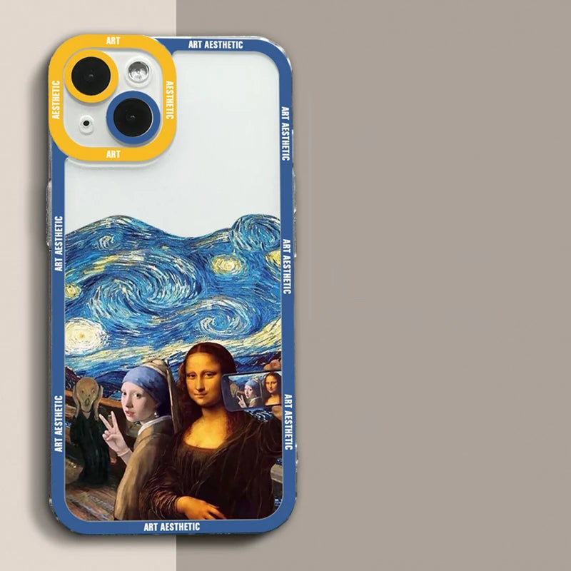 Great Art Aesthetic David Mona Lisa Clear Phone Case For iPhone 16 15 14 13 12 11 Pro Max Mini XS X XR SE2 7 8 Plus Soft Cover